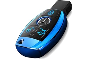 Intermerge for Mercedes Benz Key Fob Cover, Premium Soft TPU Key Case Cover Compatible with Mercedes Benz C E S M CLS CLK G Class Keyless Smart Key Fob_Blue