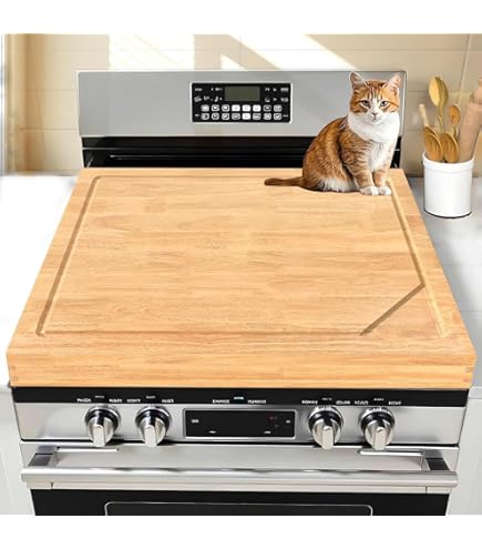 Fun Memories Tabla Cubierta Para Estufa De Fideos - Cubiertas Superiores De Madera De Bambú Para Estufas Eléctricas Y De Gas RV 30 Pulgadas De Largo X 22 Pulgadas De Ancho