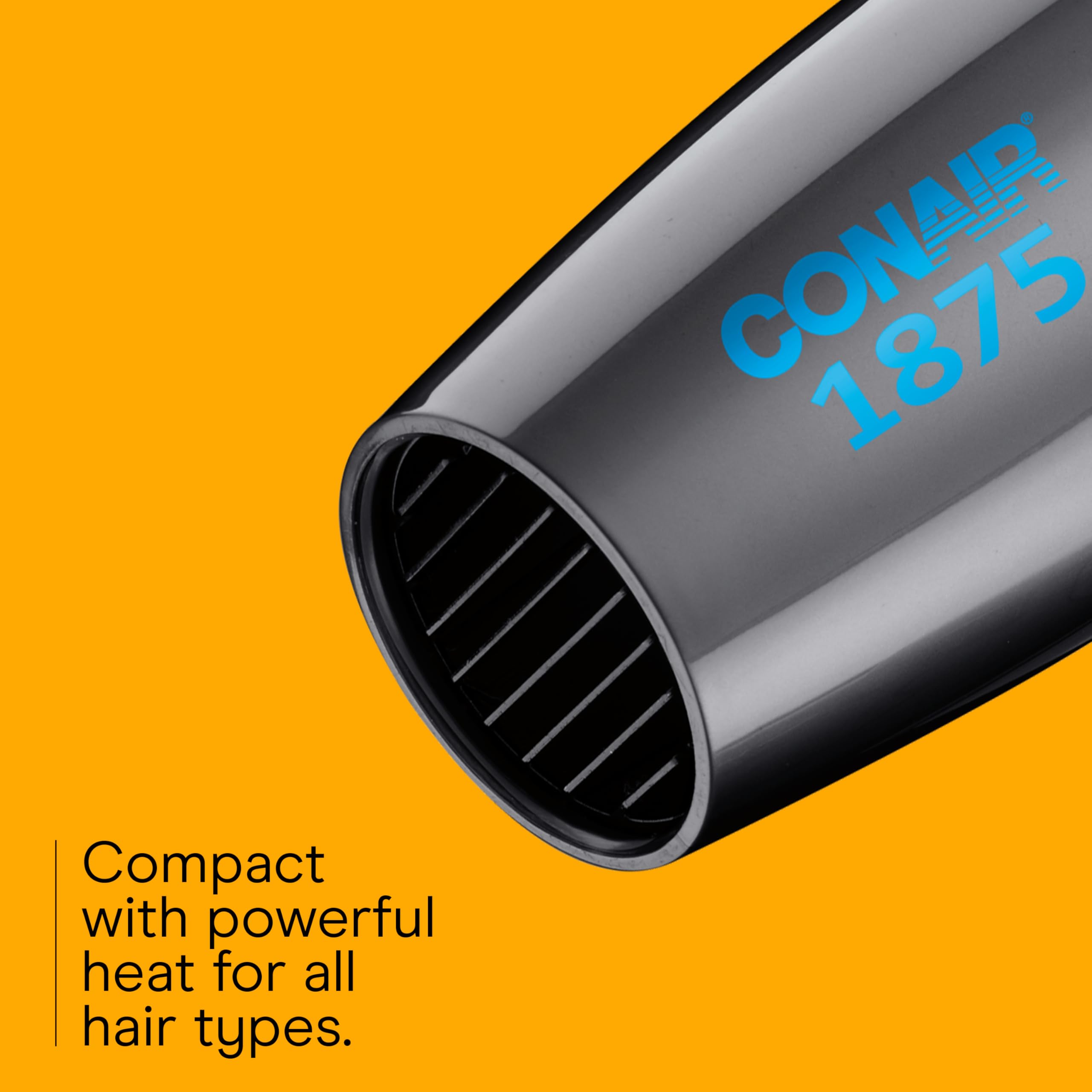 Conair Travel Hair Dryer with Dual Voltage, 1875W Compact Blow Dryer with Folding Handle, Gray