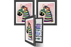 LELUSY 3 Pack Kids Artwork Frame Changeable, 8.5x11 Picture Frame with Mat, Front Opening Art Frame for Kids Art Display & Storage, Gifts for Girls & Boy