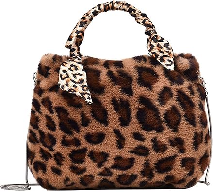 fluffy leopard print bag