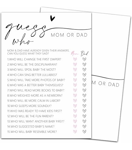 Baby Shower Games Cards Set - Minimalist Black & White Baby Trivia, Wishes & Gender Reveal Fun - 30 Game & 1 Answer Card - View #4