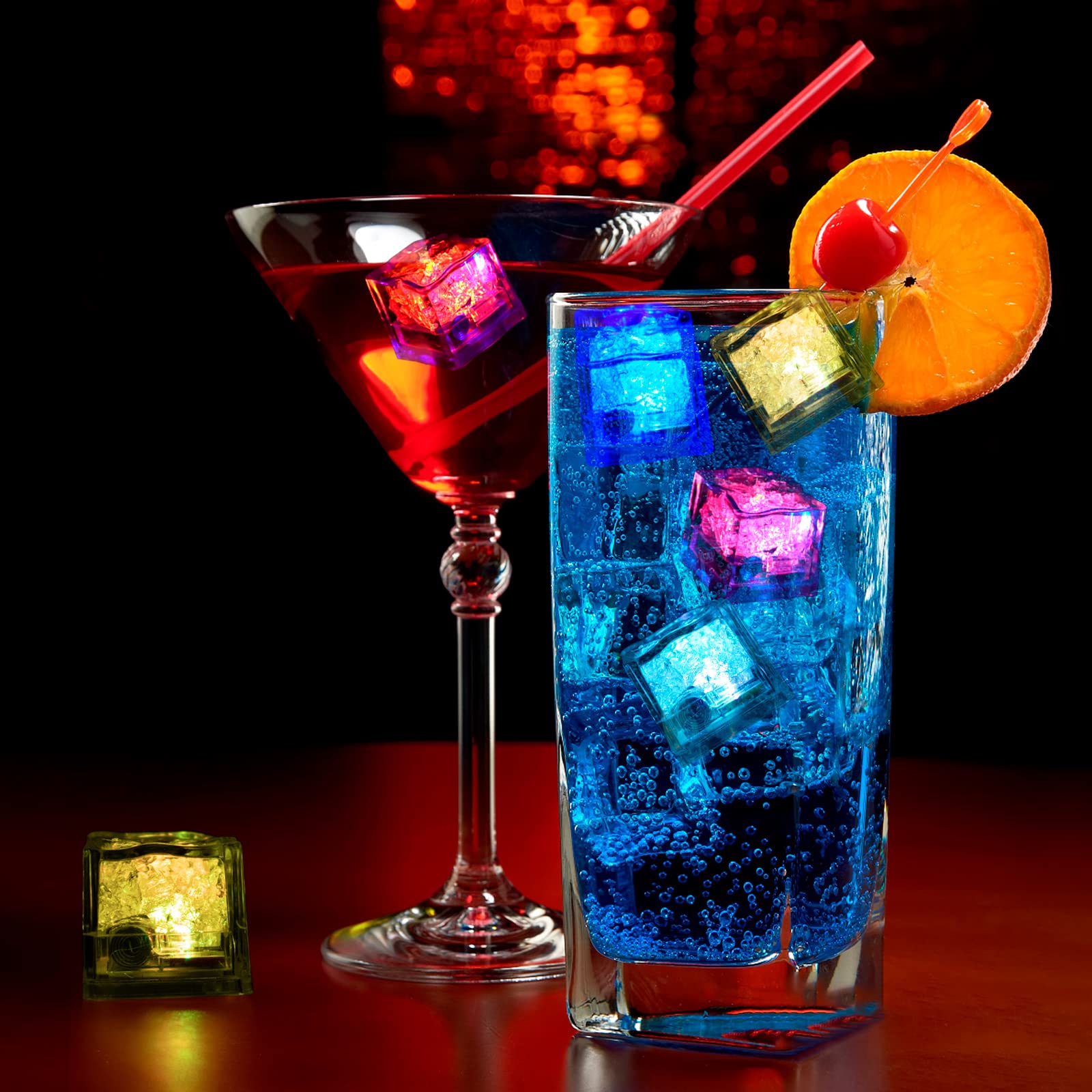 Nonley Light Up Ice Cubes Bulk, 200 PCS Led Ice Cubes for Drinks with Changing Lights, IP67 Waterproof Reusable Glowing Flashing Ice Cube for Club Bar Party Wedding Decor (Multicolor)