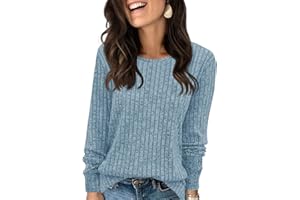Tankaneo Womens Long Sleeve Sweater Fall 2025 Crew Neck Sweaters Dressy Casual Ribbed Trendy Tops