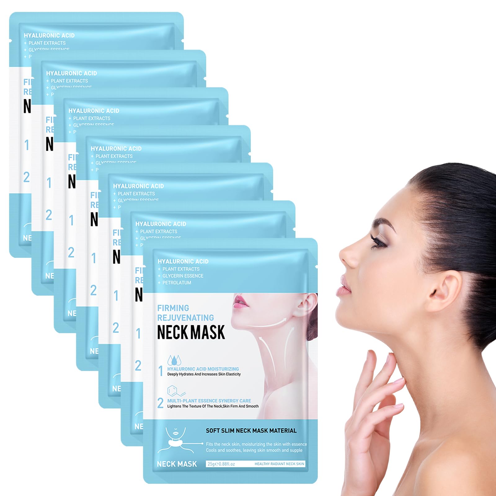 Neck Mask, Neck Anti-Wrinkle Pads, 7 Pieces Neck Lift Mask, Skin Care Pads for Neck, Moisturising Mask for Neck, Neck Skin Care, Dilute Neck Lines and Repair Neck (A)
