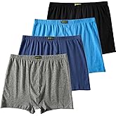 AUTUCAU Cotton Men's Boxer Shorts Underwear,Plus Size Boxer Brief, Loose Fit Soft Stretchy Trunks 4 Pack,US L-5XL