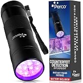 Perco Counterfeit Flashlight - Portable &amp; Reliable Device with UV Light Detection - Fake US Bill Checker for Personal &amp; Commercial Use - Ensures Authenticity &amp; Prevents Fraud
