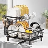 LIONONLY 2 Tier Dish Drainer Rack with Swivel Drainage Spout view 2