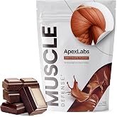 Muscle Defense ApexLabs Hydrolized Whey Protein, HMB, Leucine, Velocitol | Muscle, Recovery, &amp; Strength - Men 40+. Formulated by Dr. Tracy Gapin. With Ursolic Acid. Chocolate Flavor. 15 Servings.