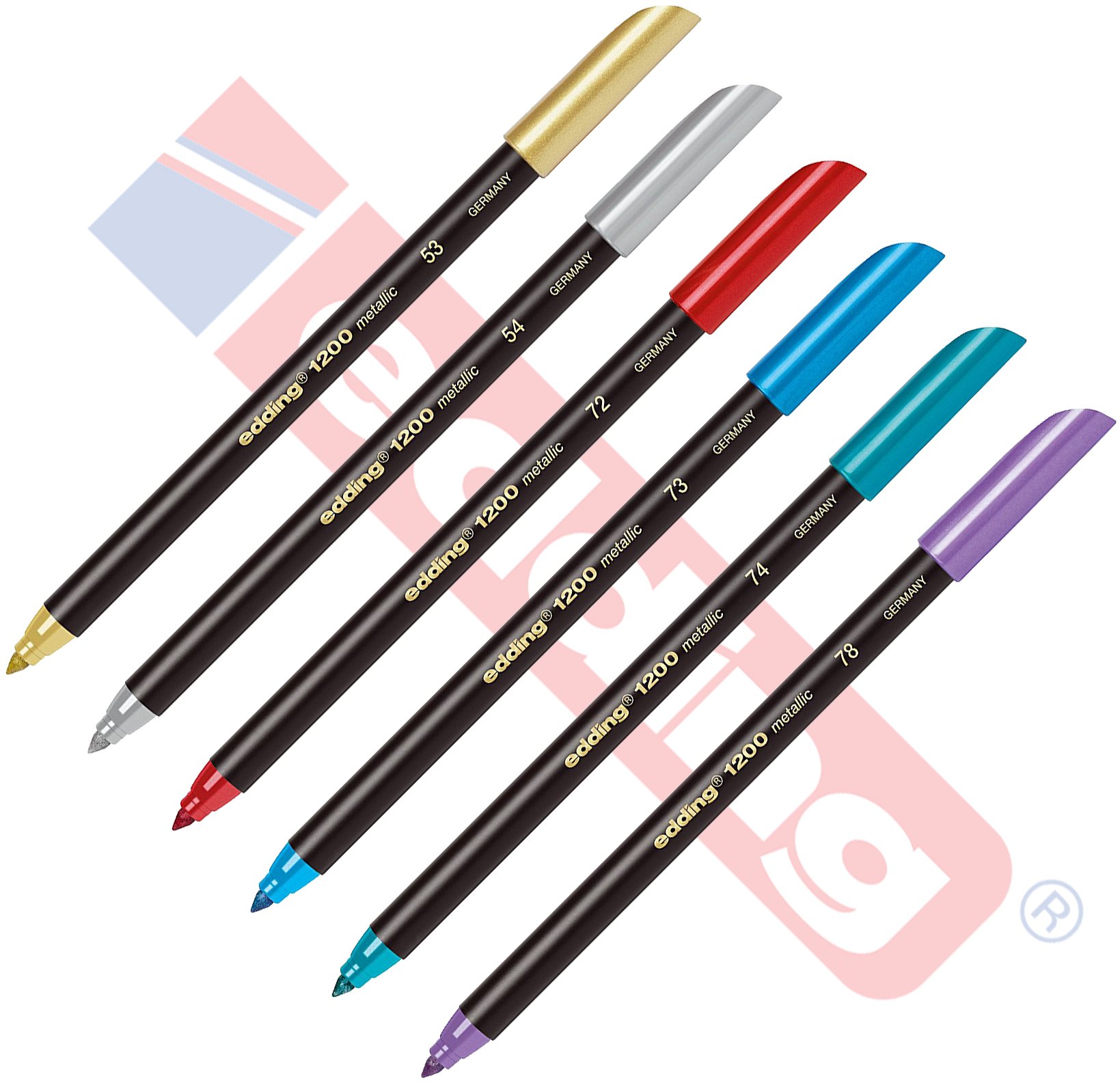 edding 1200 Fibre Tip Pens Special Felt Tip Pens for Writing, Painting and Marking Colourpens for Hand Lettering Line Width: 1 mm Gold Silver Red Blue Green Purple [Metallic Set] Pack of 6