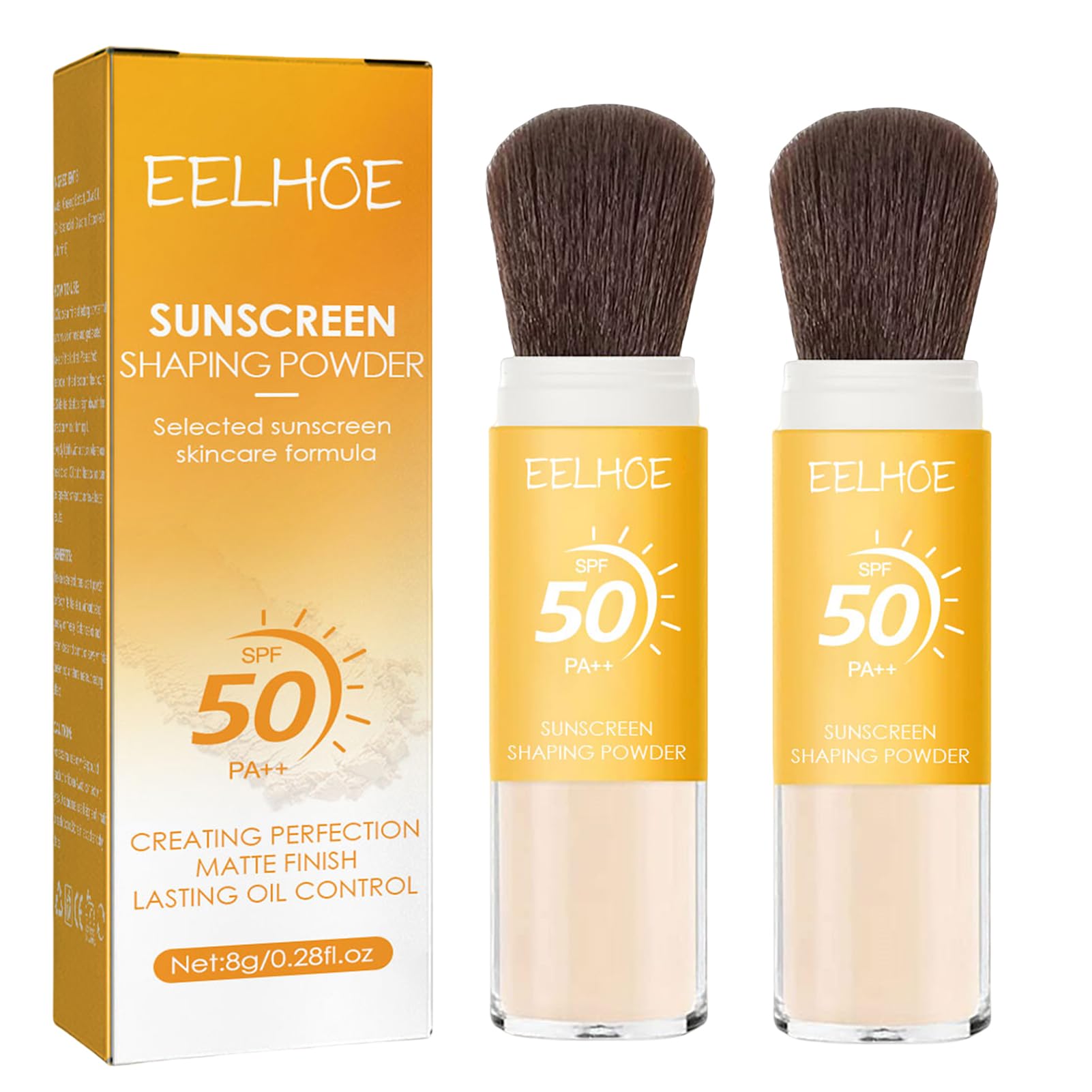 KTouler 2Pcs Setting Powder, SPF 50,Translucent,Matte Finish Oil Control,Breathable,Lightweight,Mineral Brush Powder,Natural Matte Finish,Long-lasting,Waterproof and Sweatproof Setting Powder