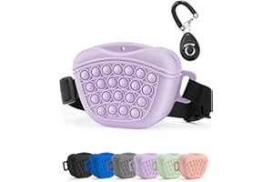 Gobeigo Dog Treat Pouch with Training Clicker 2.0-Upgrade Stronger Magnetic Closure to Avoid Spilling, 1.67 Cup Silicone Treat Bag Fanny Pack with Waist Belt for Pet Training Walking (Violet)