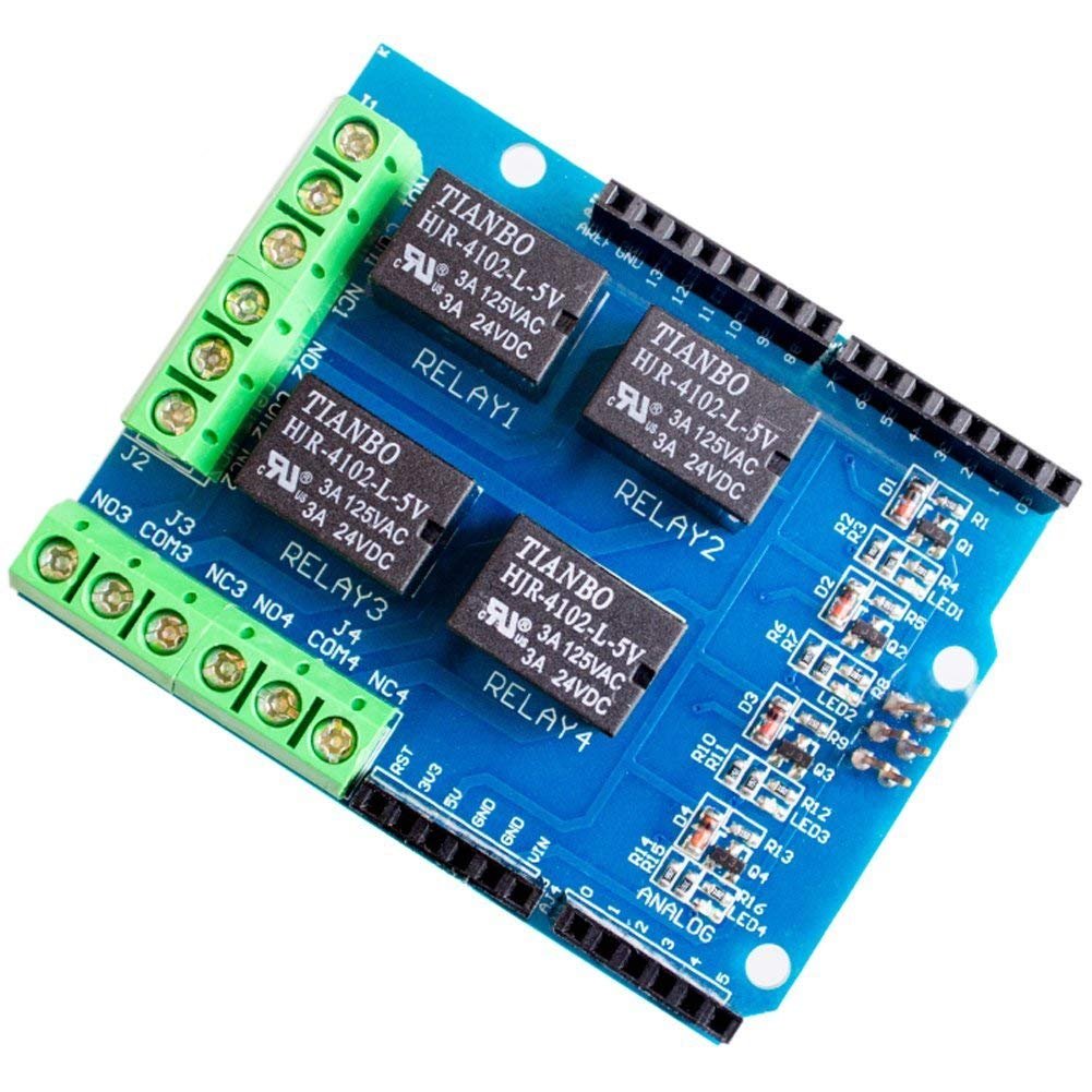 DollaTek 4 Channel 5v Relay Shield Module, Four Channel Relay Control Board Relay Expansion Board for R3 Mega 2560