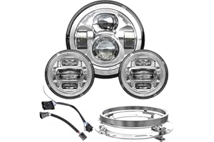Z-OFFROAD New 7 Inch Motorcycle LED light 4.5" Fog Passing Lights, DOT Kit Compatible with Harley Davidson Road King Electra Glide Ultra Classic Heritage Softail Fat Boy Street Glide, Chrome