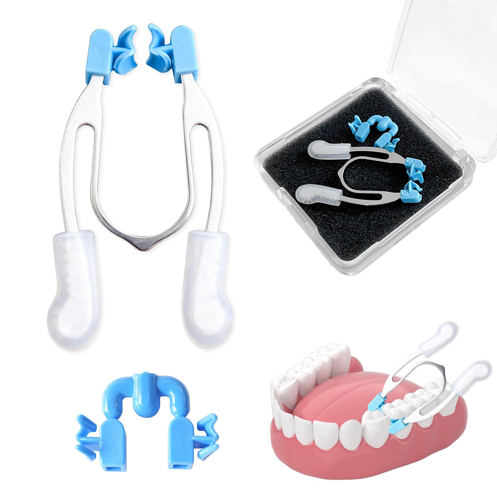 Photo 1 of 2 Pack Dental Matrix Band Retainer Rings with Plastic Wedges – Stainless Steel Sectional Contoured Matrix Clip Retainer Clamp Tools for Dental Restorative Procedures