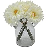 TOPIA Artificial African Daisies Flowers African Daisy Silk Flowers Artificial Gerbera Daisies Pack of 10 (White)