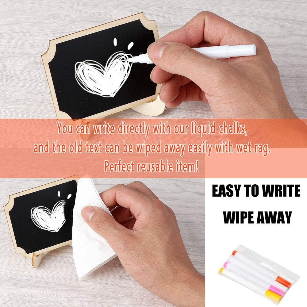 OurWarm 20 Pack Mini Chalkboard Signs with Easel Stand, Small Chalkboard Labels Wooden Blackboard for Wedding Signs, Food Labels, Table Numbers, Message Board, Place Card and Event Decorations : Office Products