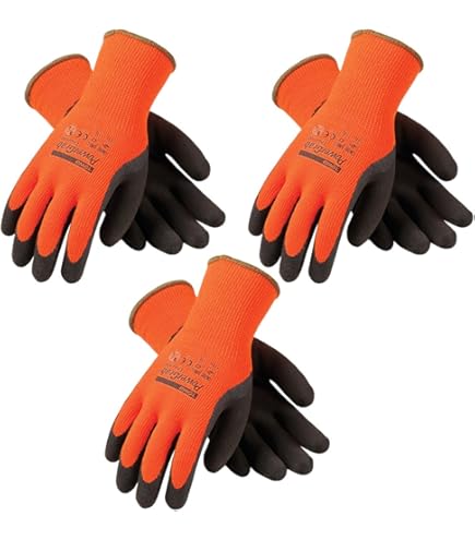 3 Pack Powergrab 41-1475 3/4 Dipped Thermal Hi-Vis Orange/Black