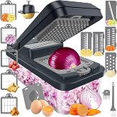 MealHelper 15-in-1 Vegetable Chopper, Food Veggie Chopper With Container | Kitchen Prep Tool, Cheese Grater, Home Essentials &amp; Kitchen Gadgets, with Sharp Stainless Steel Blades(10 Blades, Gray)