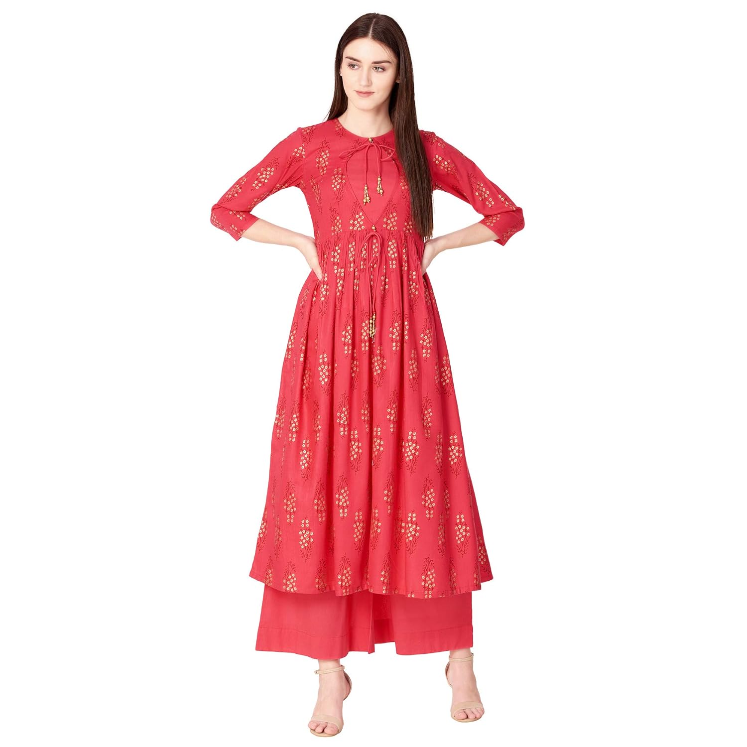 khushal k women's cotton printed kurta with palazzo set