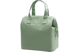 Mziart Insulated Lunch Bag Simple Bento Cooler Bag Lunch Tote Bag for Lunch Box for Women Men Adult Picnic Working Hiking Beach (Light Green)