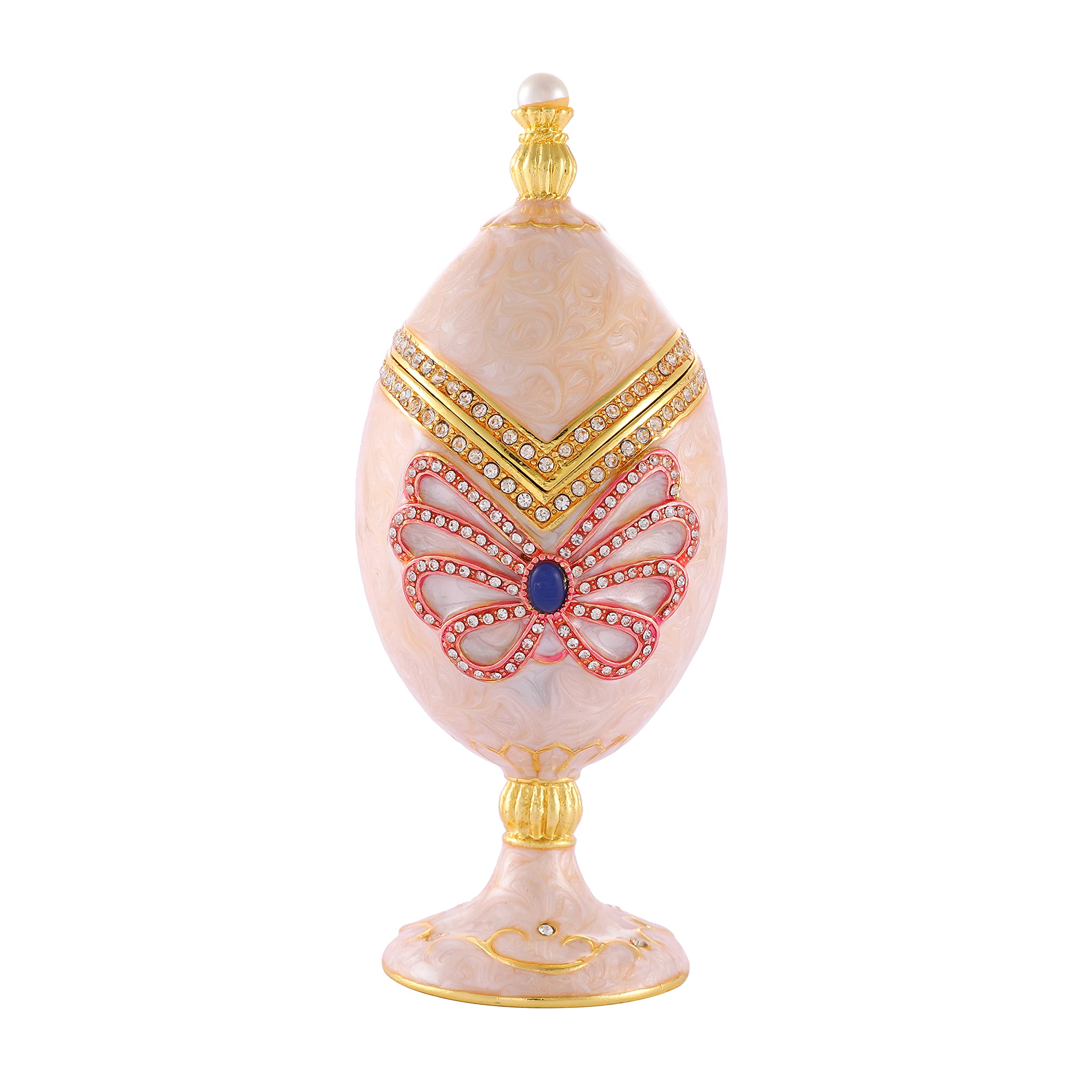 QIFU Easter Egg Style White Jewelry Trinket Box with Hinged Unique Gift for Home Decor