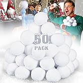 50 Pack Fake Snow Ball, 2-inch Indoor Snow Fight Ball Set, Soft Artificial Snow Fight Balls for Kids, Fake Snowballs for Chri