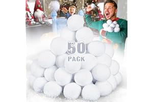 LQYOYZ 50 Pack Fake Snow Ball, 2-inch Indoor Snow Fight Ball Set, Soft Artificial Snow Fight Balls for Kids, Fake Snowballs for Christmas Games Party Decorations, Indoor Snowballs for Winter School Party