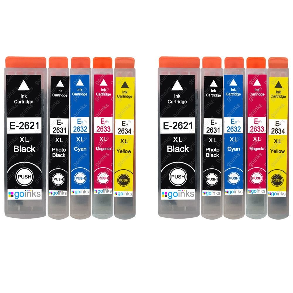 Go Inks® 2 Set of 5 Ink Cartridges to Replace Epson T2636 (26XL Series) Compatible/Non-OEM for Epson Expression Premium Printers (10 Inks), Black, Photo Black, Cyan, Magenta, Yellow, High Capacity
