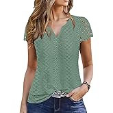 ETCYY Womens T Shirts Short Sleeve Spring 2026 Fashion Summer Tank Top V-Neck Button Down Floral Dressy Casual Blouses