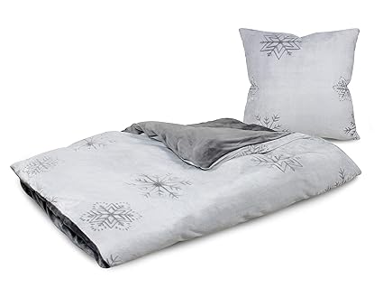 npluseins Bettwäsche Cashmere Touch Kuschelig - Bettbezug Fleece 1335.1818, grau