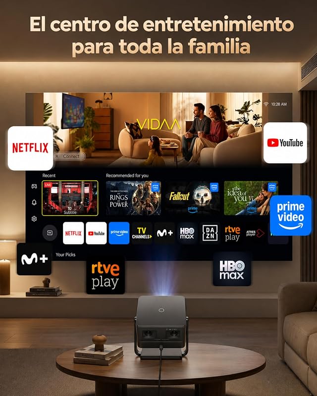 Proyector 4K | 2500 ANSI Ultra Brillante | VIDAA OS Rápido y Fluido | Dolby Audio 56W | Proyector Exterior para Cine Jardín, FHD 1080P Nativo, Enfoque Automático IA, HDMI 2.1, HDR10, Cine en Casa — foto 4 de 8