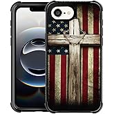 Zeggi Case for iPhone 16e 6.1 inch,Four Corner Airbag Protection Design Soft Silicone Frame Personalized Pattern Case Compatible with iPhone 16e for Men-Cross American Flag