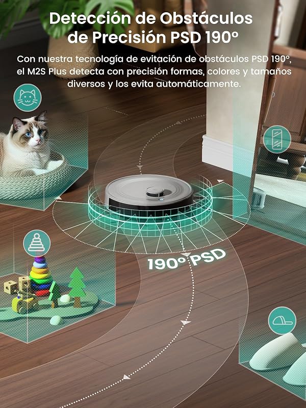 M2S Plus Robot Aspirador y Fregasuelos 10000pa Autolimpieza 75 Días
