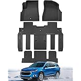 All Weather Floor Mats Custom Fit for Chevy Traverse 2009-2017 (Only Fits Captain's Chairs), Front Backseat Row Liners for GMC Acadia 2007-2017, Full Interior Protection TPE Rubber Car Accessories