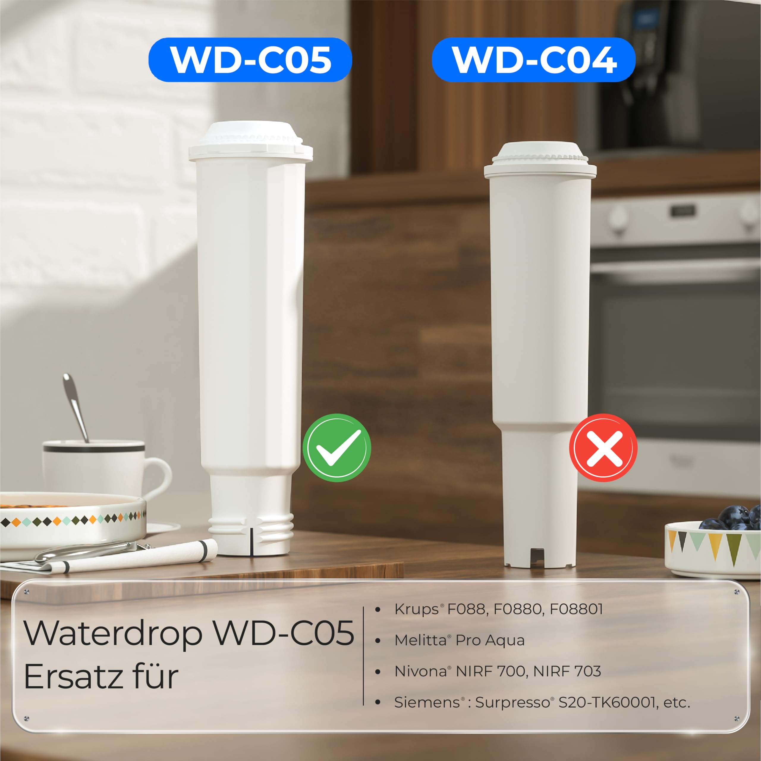 Waterdrop Kaffee Wasserfilter, Ersatz für Nivona® Wasserfilterpatrone, Melitta® Filterpatrone, Krups® F088, Kompatibel mit Krups® EA829S, Jura®, Melitta® Barista TS und Mehr, TÜV SÜD Zertifiziert (6) 3