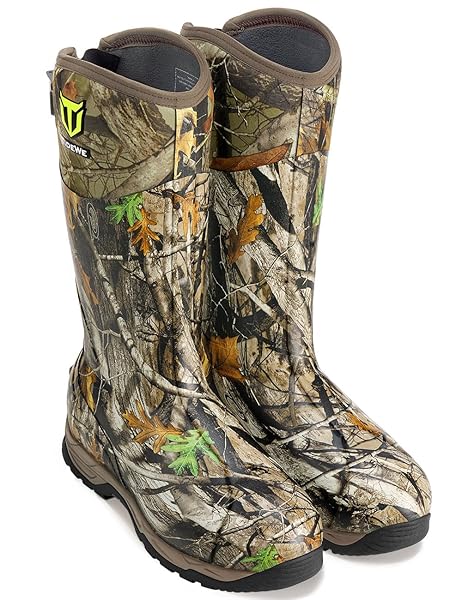 TIDEWE RUBBER HUNTING BOOTS WITH 800G INSULATION, WATERPROOF INSULATED NEXT CAMO G2 WARM RUBBER BOOTS WITH 7MM NEOPRENE, STURDY OUTDOOR HUNTING BOOTS FOR MEN (SIZE 10)