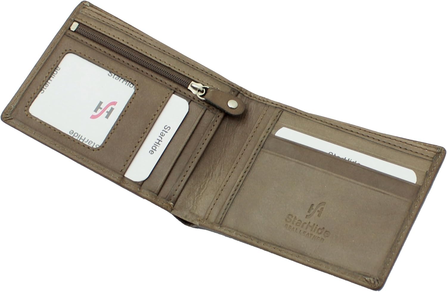 STARHIDE Mens Soft Genuine Leather Wallet 1140 Brown - Image 3