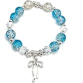danytes Shimmer Bow knot Glass Bead Stretch Bracelet aura Charm Couples Bracelets for Women, Inspirational Gifts for Mom，Daughter Sister and Best Friend