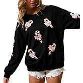 UAURORAO Women Glitter Christmas Sweatshirts Oversized Xmas Ugly Sweater