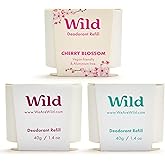 Wild - Refillable Deodorant Variety Pack - Aluminum Free - Scents Include Fresh Cotton & Sea Salt, Cherry Blossom and Coconut & Vanilla - Long Lasting Protection
