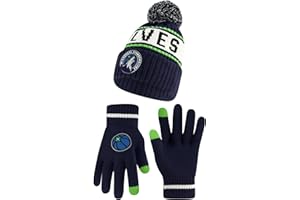 Ultra Game Adult's NBA Official Super Soft Winter Beanie Knit Hat with Extra Warm Touch Screen Gloves