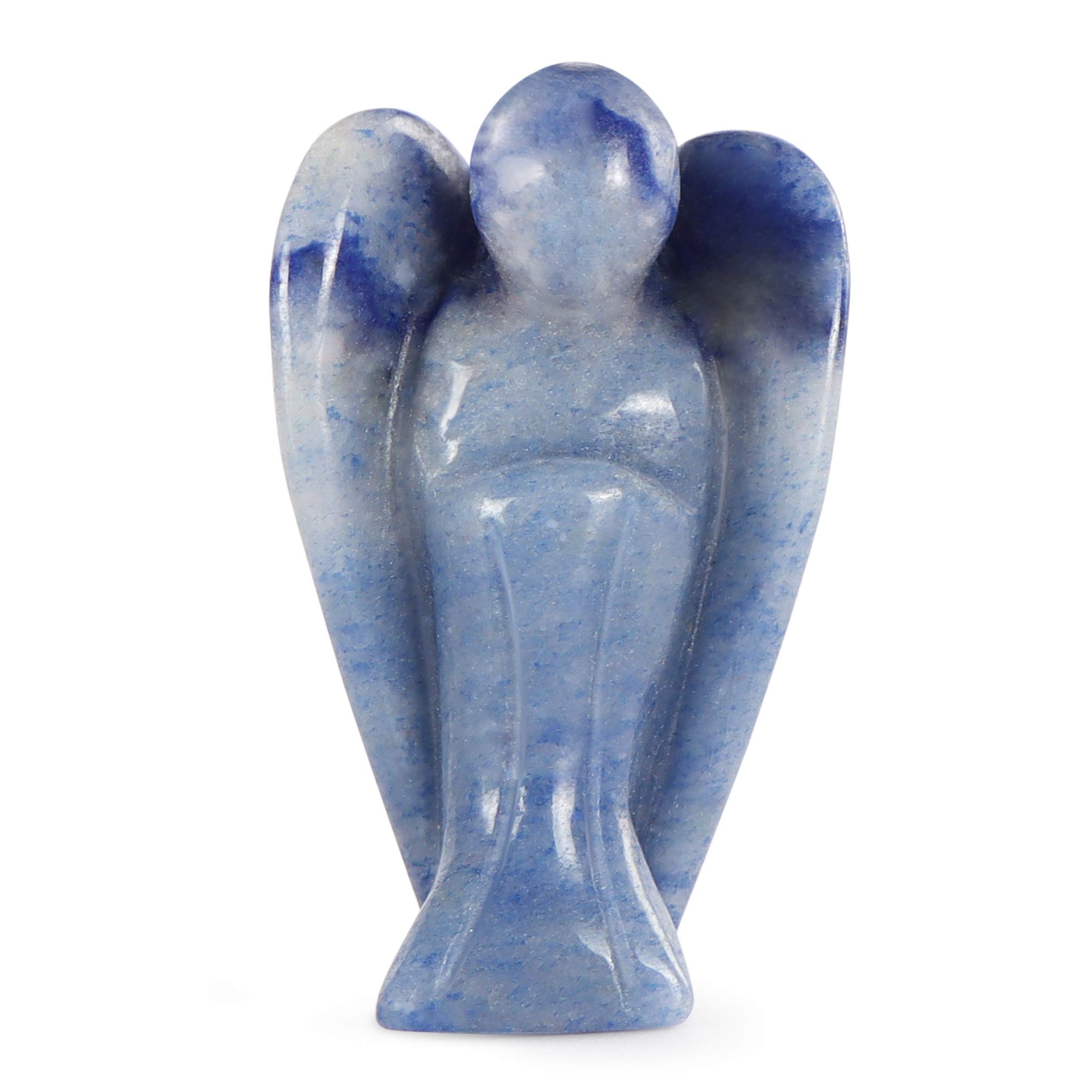 Artistone 2" Blue Aventurine Crystal Guardian Angel Stone Figurines Carved Gemstone Reiki Healing Statue for Bedroom Living Room Car Office(Gift Box)