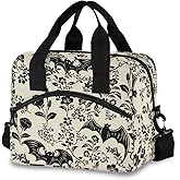 CBBYY Goth Bat Lunch Bags for Women Men, Reusable Insulated Lunch Box, Adjustable Shoulder Straps Tote Lunch Bag for Work Picnic School