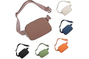 HVJCEZ Belt Bag for Women Men, Fashion Crossbody Fanny Packs Waterproof Mini Waist Bag Bum Bag with Adjustable Strap for Running, Hiking, Walking and Travel Brown