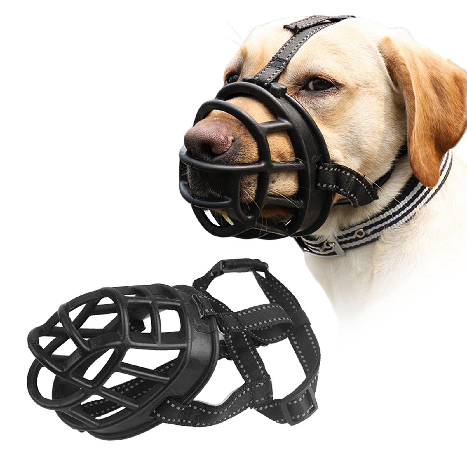 PETCUTE Dog Muzzle basket muzzle For Dog Anti Eating Prevent Barking Biting Allow Drinking Soft Plastic for Small Medium Large Adjustable Straps Breathable