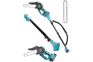 Seesii 2 in 1 Cordless 8 inch Pole Saw & Mini Chainsaw with 1 Battery, Power Electric Polesaw for Tree Trimming, Chain Saw wi