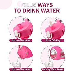kytffu 64oz Glass Water Bottles with Straw, Half