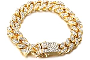 Halukakah Gold Plated Chains for Boys - TYCOON JUNIOR - Kid's 14MM Platinum Plated Cuban Link Chain Necklace Bracelet,Lab Diamonds Prong Set,Fits Ages 8-16 Y/O. with Giftbox