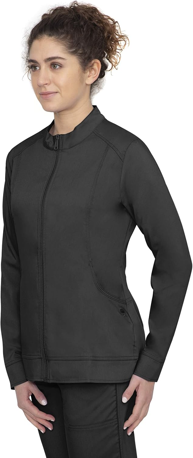 healing hands Purple Label Women's Dakota 5038 Zip Up Scrub Jacket Scrubs- Black- S: Medical Scrubs Jackets: Clothing